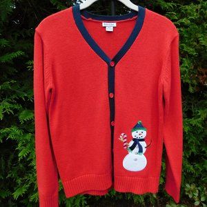 Kitestrings Girls 10/12 Christmas Cardigan Sweater with Snowman